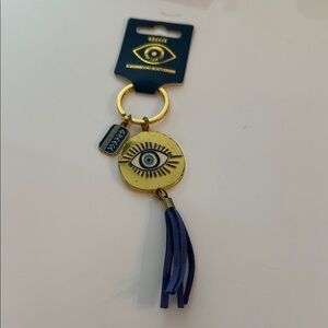 NWT Evil Eye Keychain with Blue Tassel